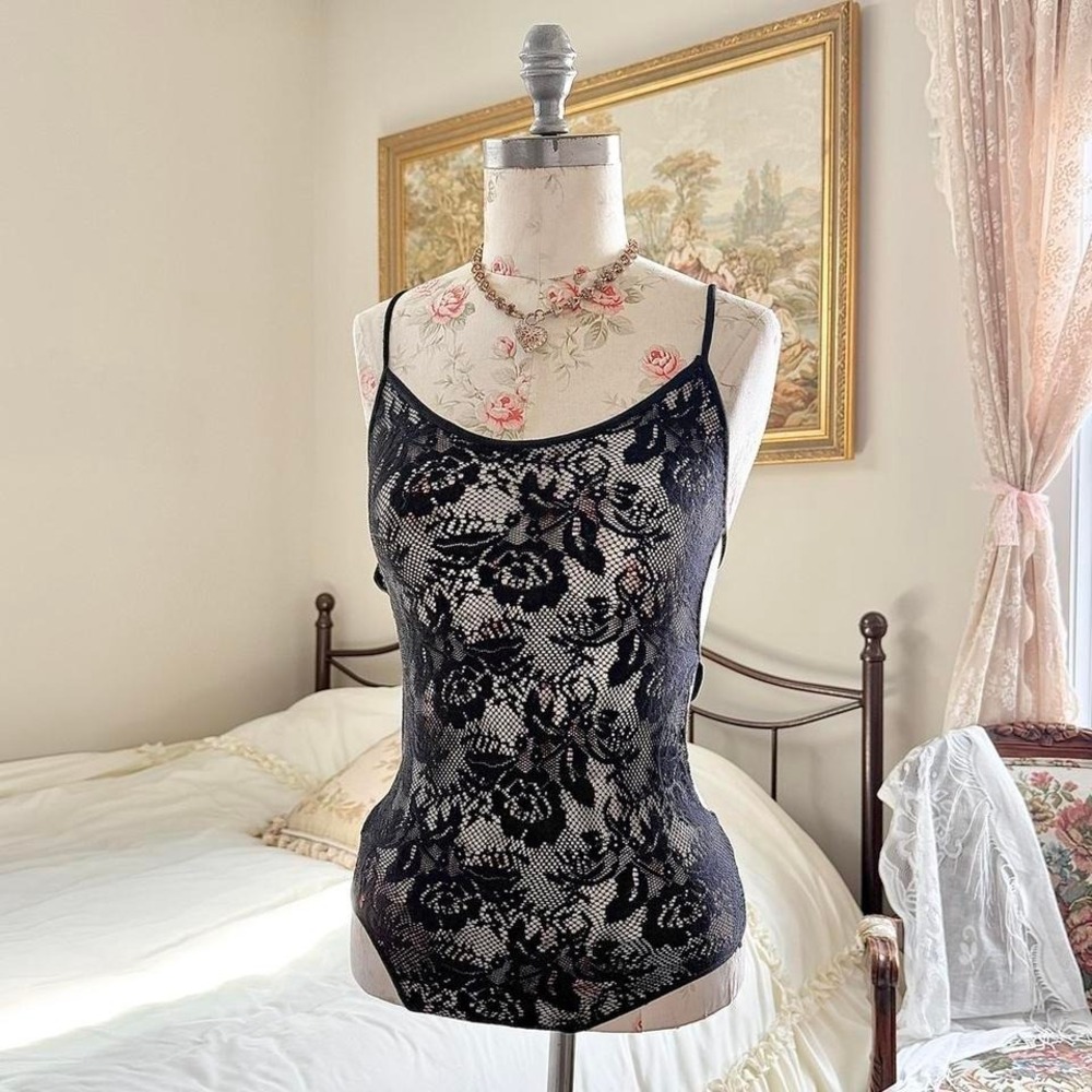 Y2K Leg Avenue black‎ lace teddy one size